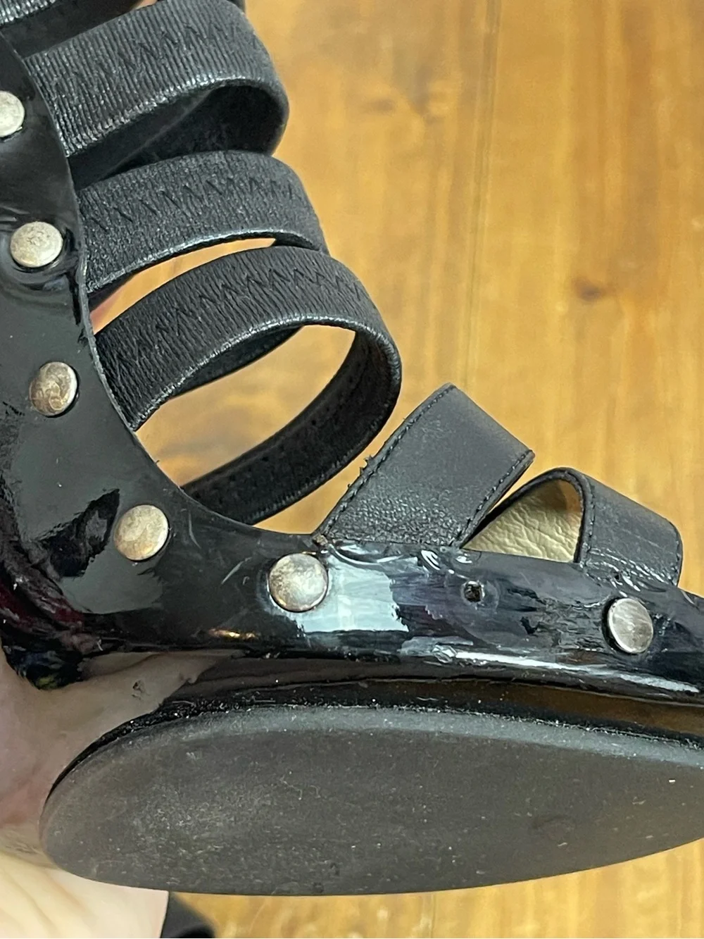 Jimmy Choo black strappy gladiator stilettos size 39.5